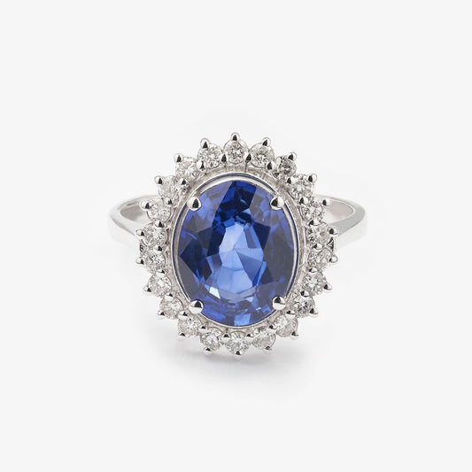 Каблучка з сапфіром огранки Oval 3 ct