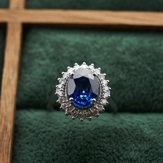 Каблучка з сапфіром огранки Oval 3 ct