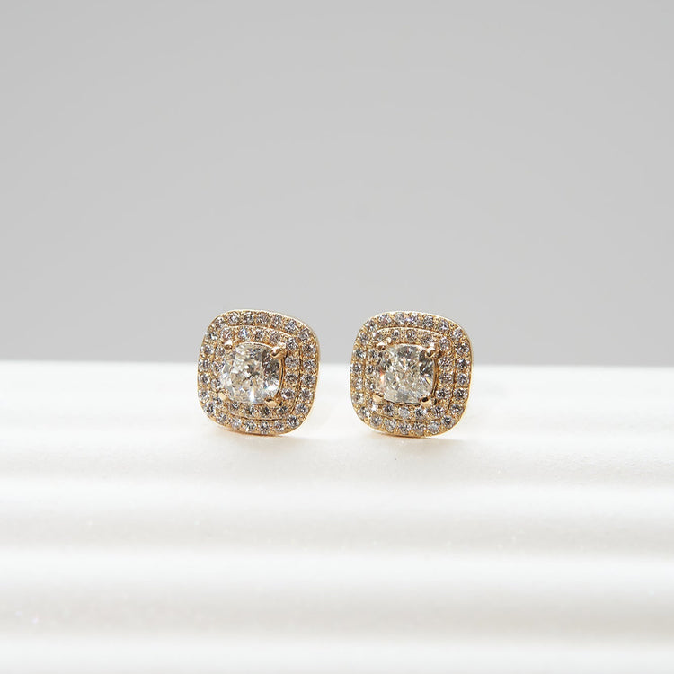 Сережки з діамантами Cushion по 0,5 ct