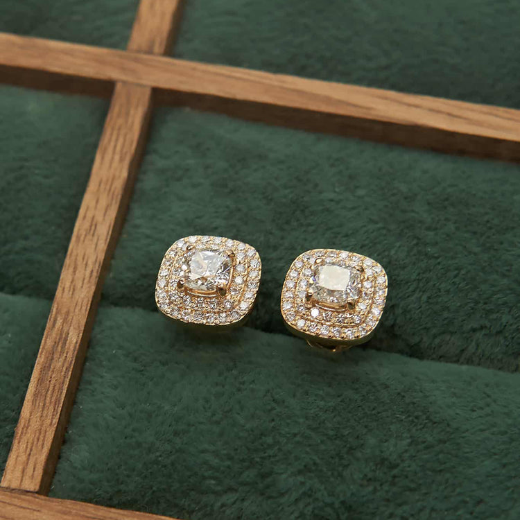 Сережки з діамантами Cushion по 0,5 ct