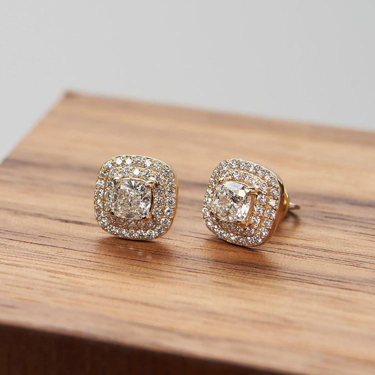 Сережки з діамантами Cushion по 0,5 ct