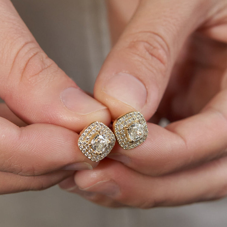 Сережки з діамантами Cushion по 0,5 ct