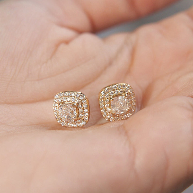 Сережки з діамантами Cushion по 0,5 ct