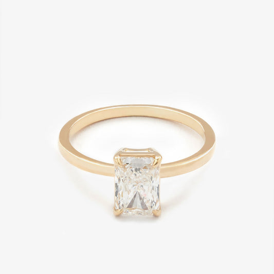 Золота каблучка з діамантом Radiant 1 ct