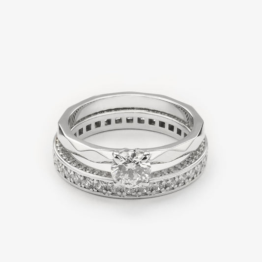 Сет золотих каблучок з діамантами