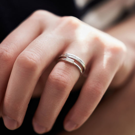 Золота каблучка з діамантами Baguette