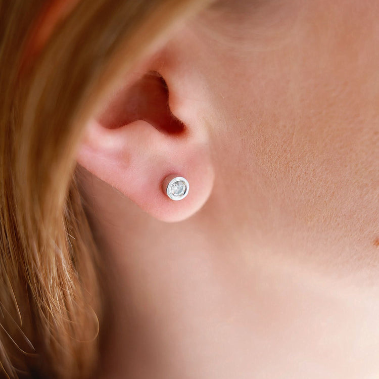 Сережки пусети з діамантами Round по 0,2 ct