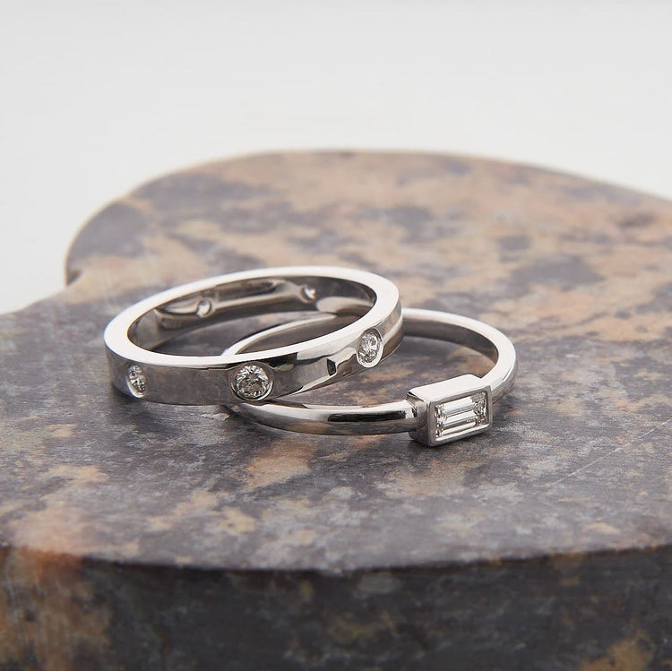 Каблучка з діамантом Baguette 0,2 ct