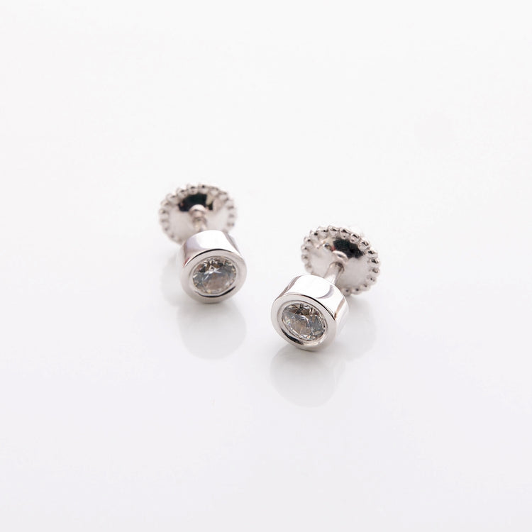 Сережки пусети з діамантами Round по 0,2 ct