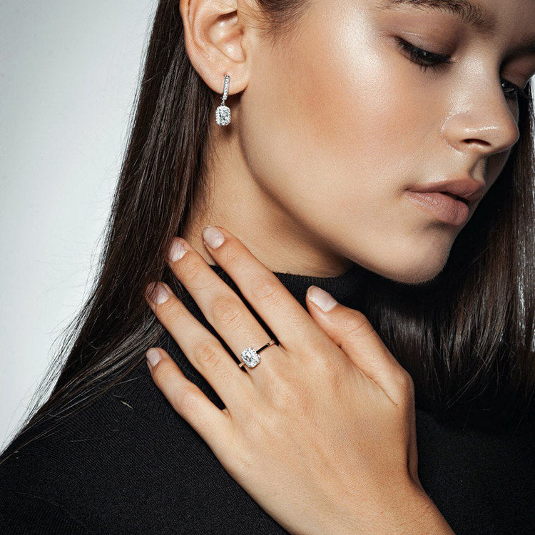 Золоті сережки з діамантами Radiant по 0,5 ct