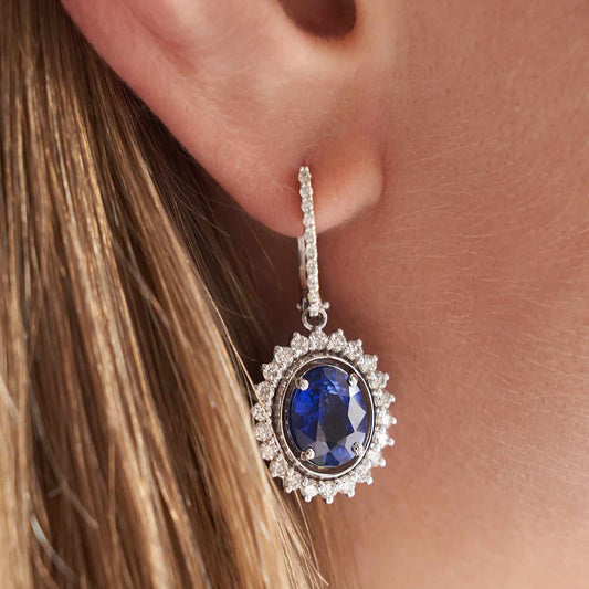 Сережки з сапфірами Oval та діамантами