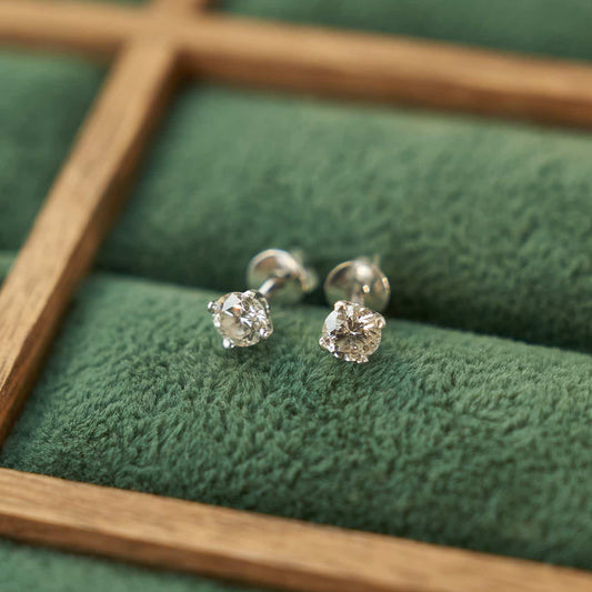 Сережки з діамантами Round по 0,3 ct