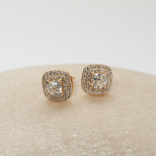Сережки з діамантами Cushion по 0,5 ct